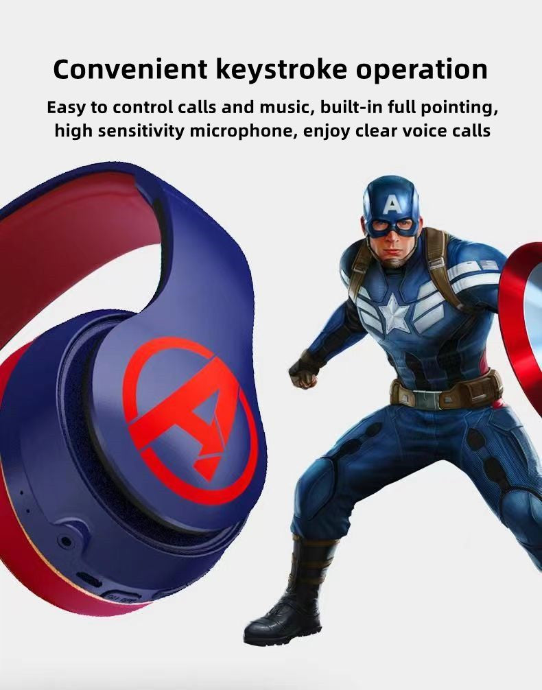 IRON MAN/SPIDERMAN/CAPTAIN AMERICA MOBILE PHONE WIRELESS BLUETOOTH APPLE ANDROID UNIVERSAL ACTIVE NOISE REDUCTION HD SOUND QUALITY HEADSET EARPHONES