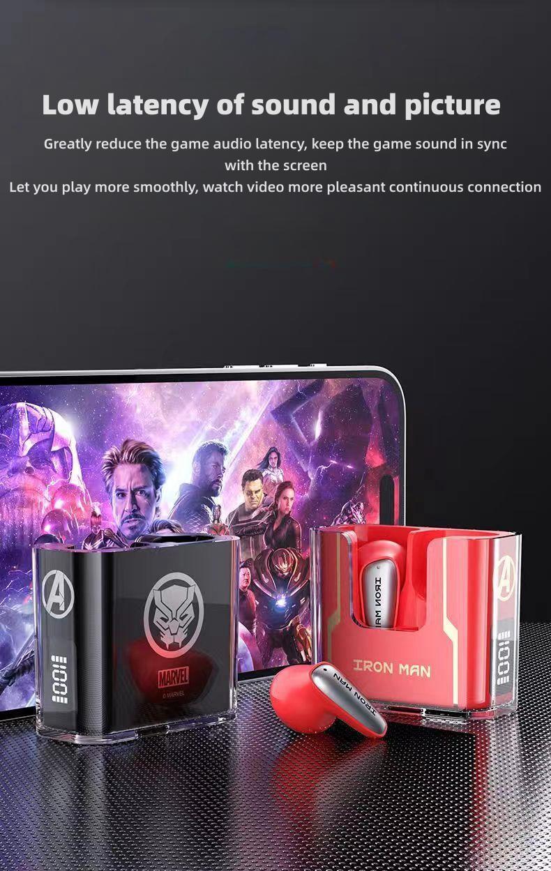 IRON MAN/BLACK PANTHER/CAPTAIN AMERICA/HULK MOBILE PHONE WIRELESS BLUETOOTH APPLE ANDROID UNIVERSAL ACTIVE NOISE REDUCTION HD SOUND QUALITY HEADSET EARPHONES