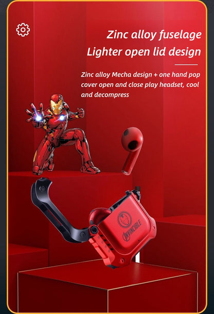 IRON MAN/BLACK PANTHER MOBILE PHONE WIRELESS BLUETOOTH APPLE ANDROID UNIVERSAL ACTIVE NOISE REDUCTION HD SOUND QUALITY HEADSET EARPHONES