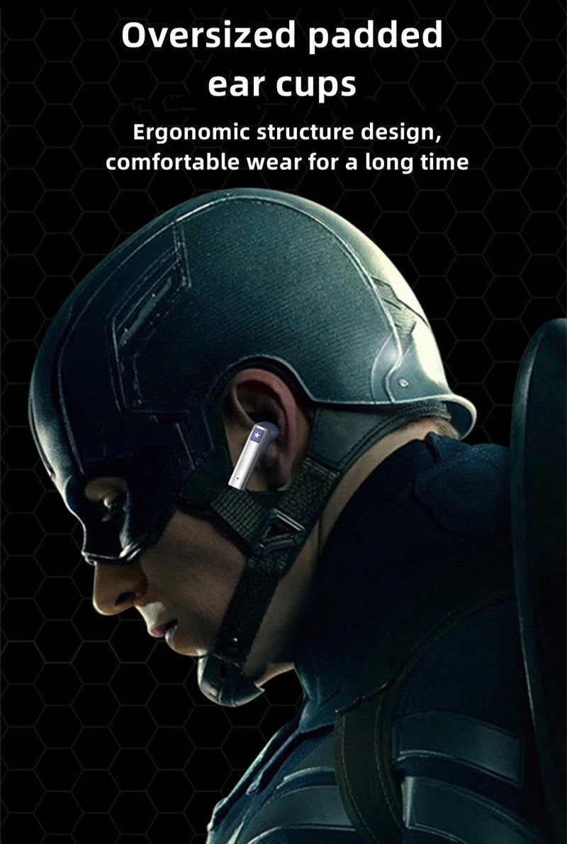 SUPERHERO STYLE BLUETOOTH HEADSET, NOVEL AND COOL, VERY FIT THE THEME OF SUPERHERO, CLEAR SOUND QUALITY, DURABLE BATTERY LIFE, STABLE CONNECTION BLUETOOTH HEADSET.
