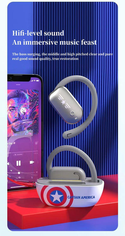 IRON MAN/CAPTAIN AMERICA MOBILE PHONE WIRELESS BLUETOOTH APPLE ANDROID UNIVERSAL ACTIVE NOISE REDUCTION HD SOUND QUALITY HEADSET EARPHONES
