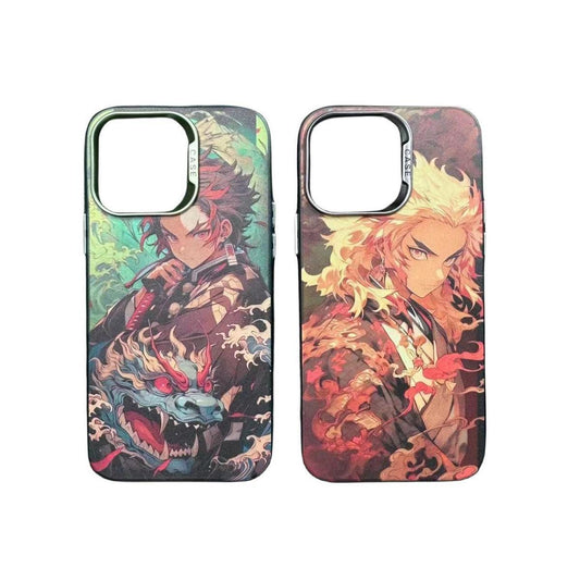 Super handsome cool phone cases with Kamado Tanjirou and Rengoku Kyoujurou patterns