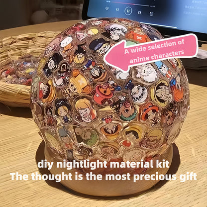 Luffy/Tanjirou DIY handmade creative acrylic round ball nightlight Handmade gift (made by yourself, for your favorite person)