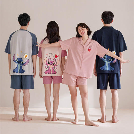 Stitch lovely cartoon men and women lovers pajamas（Woman Style: A、C、E/ Man Style: B、D、F）