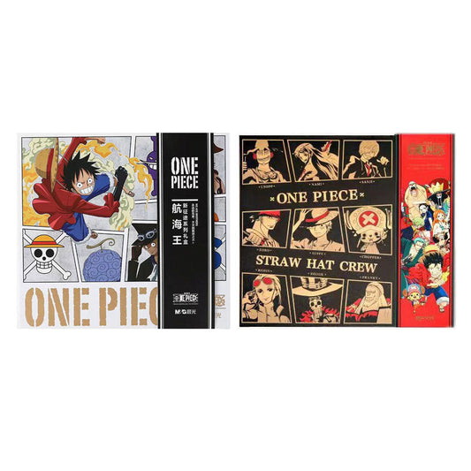 Luffy Straw Hat Pirates Stationery Set Gift Pack Pen Press Neutral Pen Book sticker High appearance Level Gift Box (Send couples, send friends, send loved ones)