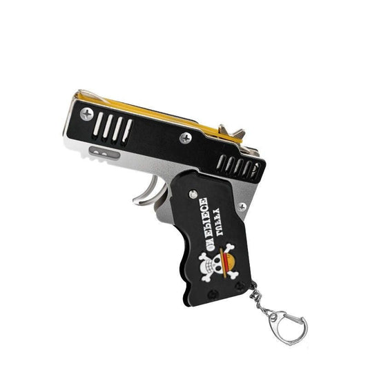 metal six combo collapsible as a key chain rubber band gun