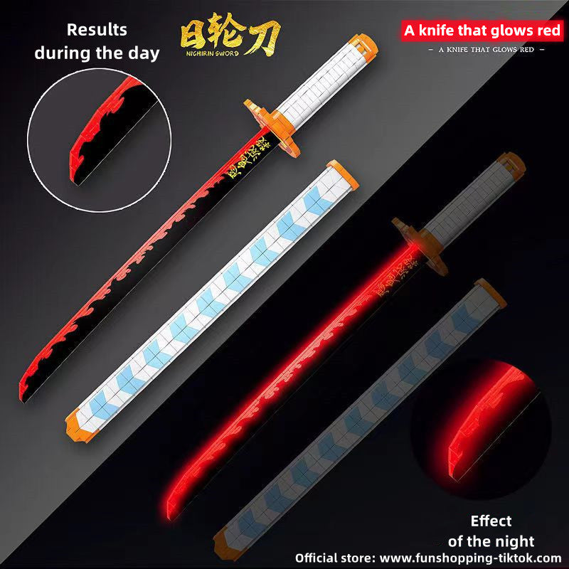 Rengoku Kyoujurou Katana 806PCS Night Red light Build a weapon with bricks