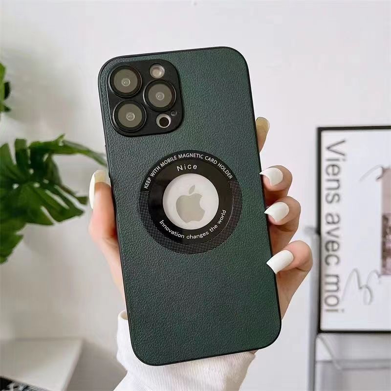 Apple Lens Film leather magnetic suction phone case（Without Affecting the Magnetic Suction Charging）
