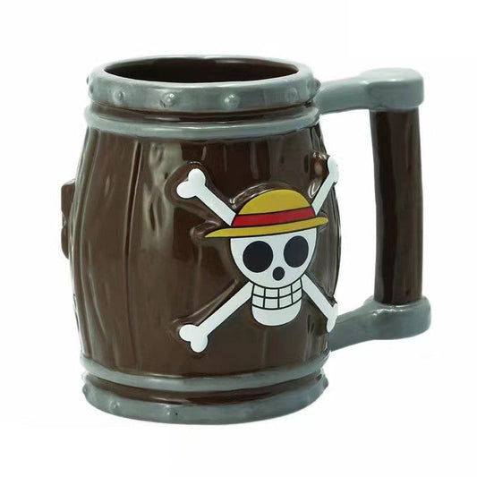 Luffy Wooden Bucket mug Ceramic mug Large capacity water cup with handle