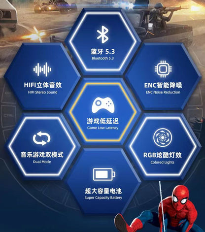 Avengers Iron Man/Spider—Man Mobile phone Wireless Bluetooth Apple Android Universal active noise reduction HD sound quality headset earphones