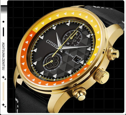 Agatsuma Zenitsu theme watch Eco—Drive stainless steel watch case Calfskin watch strap genuine edition