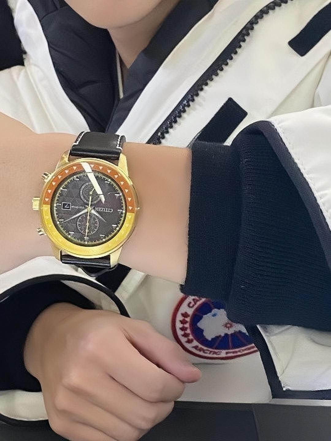 Agatsuma Zenitsu theme watch Eco—Drive stainless steel watch case Calfskin watch strap genuine edition