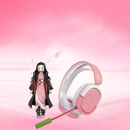 Kamado Tanjirou/Kamado Nezuko Head-mounted gaming headset（With microphone, can be used to play games, watch movies and listen to music）
