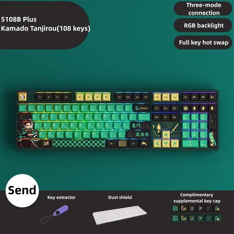 Tanjirou/Nezuko Mechanical Keyboard Three-mode wireless RGB backlit gaming office desktop esports Keyboard