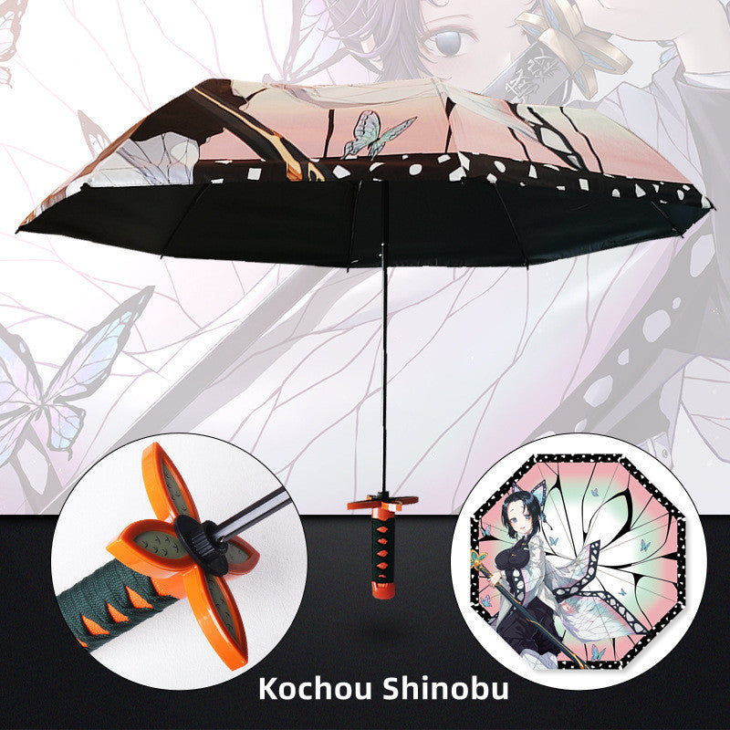 Kamado Tanjirou/Agatsuma Zenitsu cool katana hilt umbrella that folds (As Handsome As Weapons In dm)
