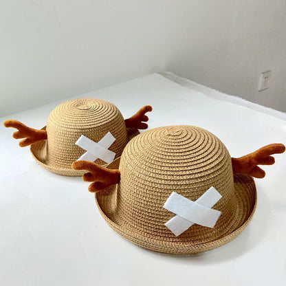 Chopper rolelogo lovely cartoon cos accessories dome antlers summer sunhat