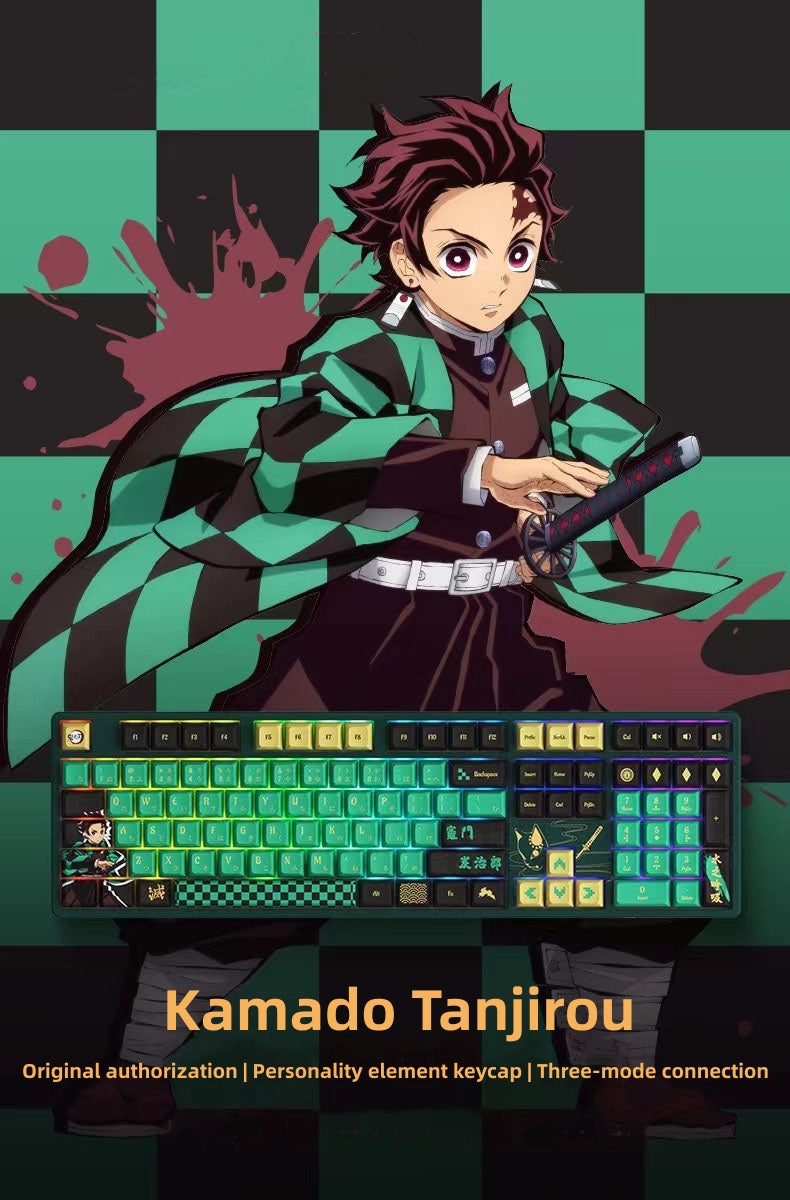 Tanjirou/Nezuko Mechanical Keyboard Three-mode wireless RGB backlit gaming office desktop esports Keyboard