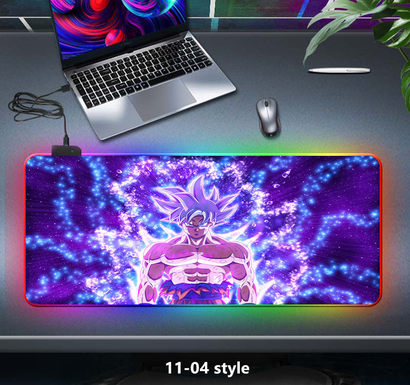 Son Goku Super handsome and cool seven color light color change thickened mouse pad LED light keyboard pad Meaning game gradient horse running light