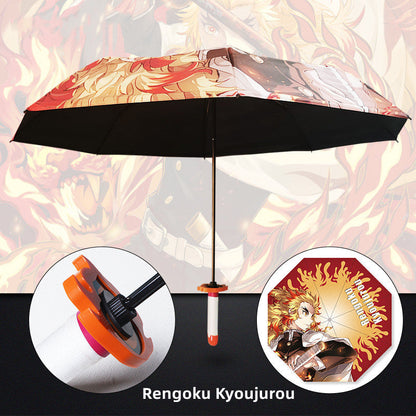 Kamado Tanjirou/Agatsuma Zenitsu cool katana hilt umbrella that folds (As Handsome As Weapons In dm)