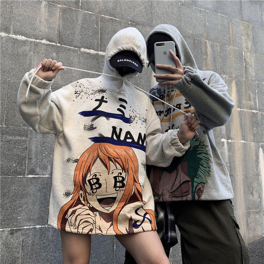 Zoro/Nami character modeling handsome cool cartoon Couples Hoodie
